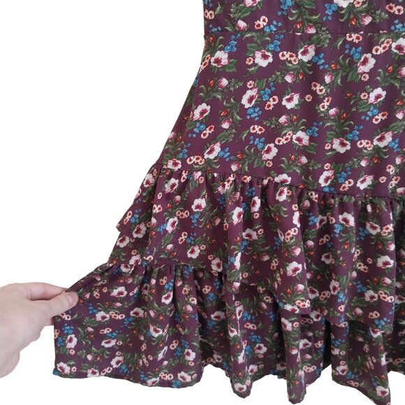 Francesca's Mi Ami Penelope Ruffle Mini Dress Like New Size XXS Purple Floral - Picture 8 of 13